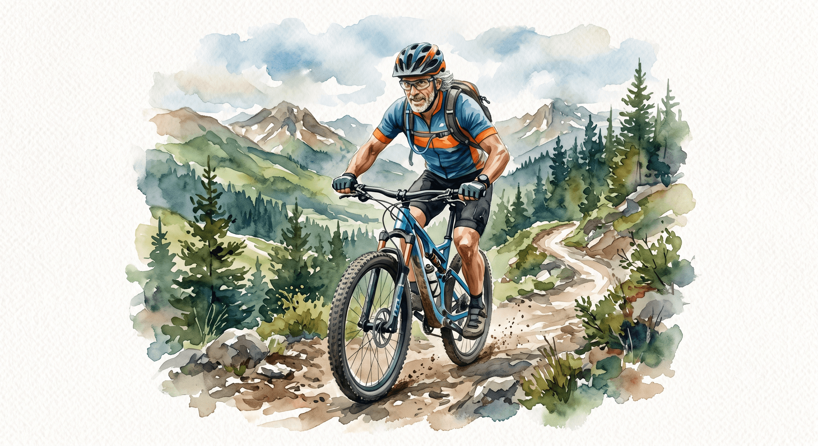 Mountain biker on a forest trail